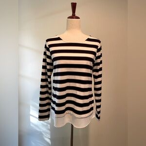 Ann Taylor Women’s size small long sleeved Navy, White, Tan Striped top